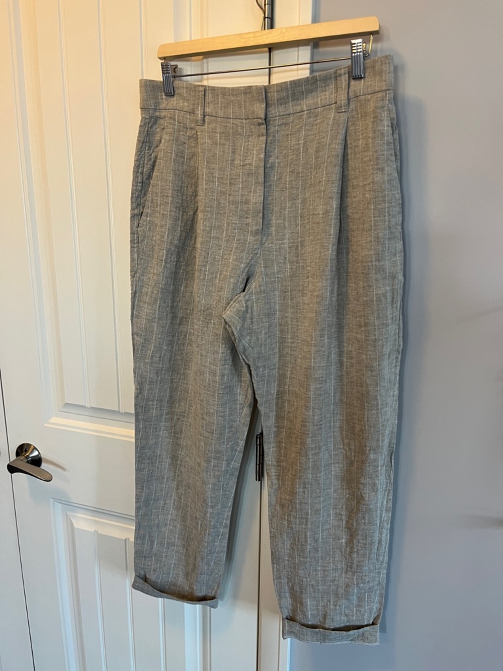 Brunello Cucinelli Linen Pinstripe Pants 10